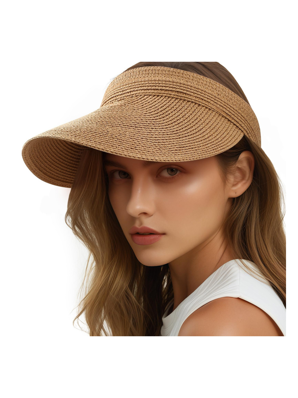 Beach Sun Straw Hats for Women, UPF 50+ UV Sun | 13Cm, Khaki | Size OS